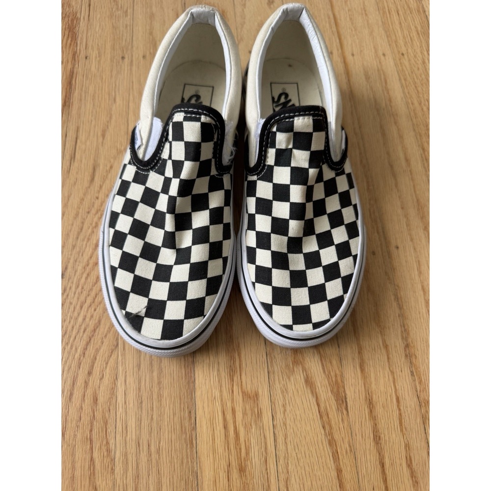 Vans Black/White Checkered Canvas Slip On Skate Shoes Grunge Punk Size W7 M5.5